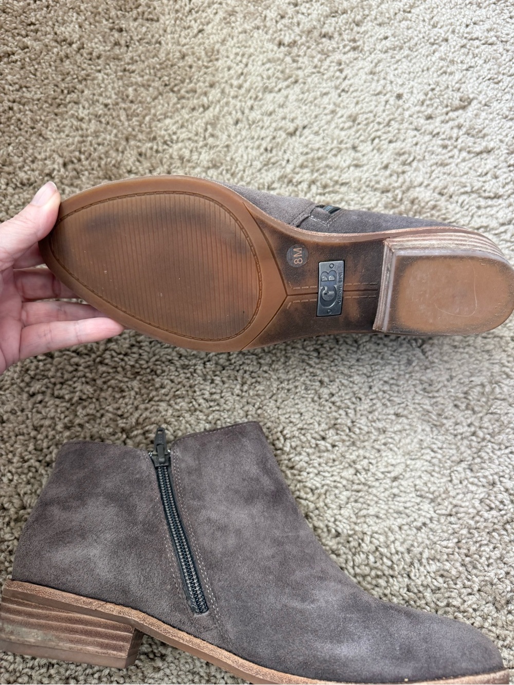 Gianni Bini Taupe Suede Ankle Booties - Picture 3 of 4
